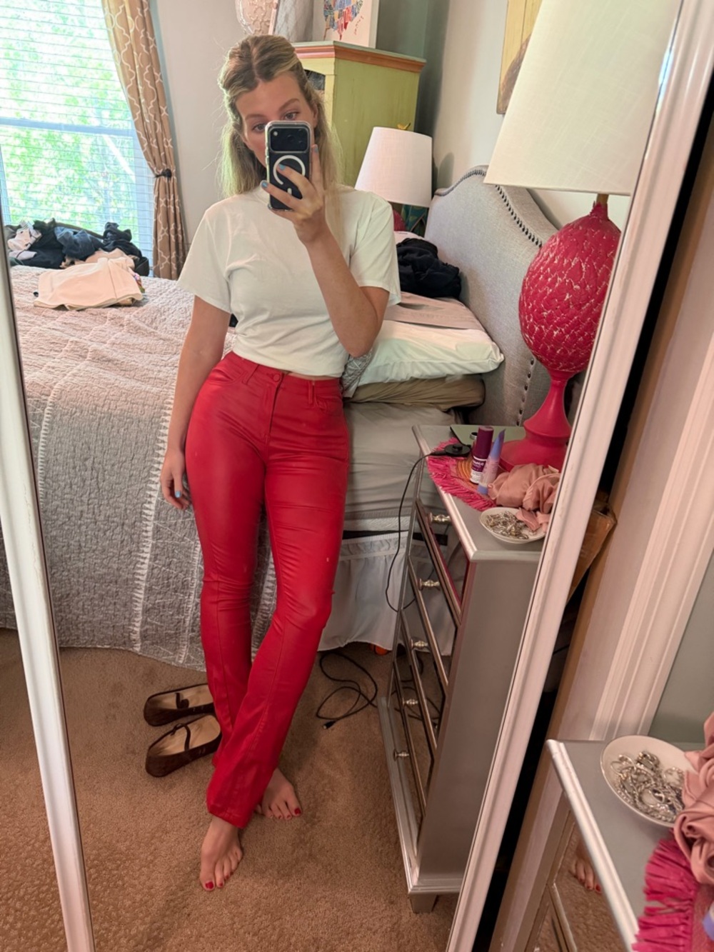 Edikted Red High-Rise Pants